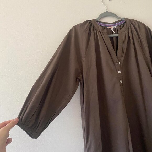 SUNDRY brown cotton long sleeve maxi sheath dress - Picture 7 of 8